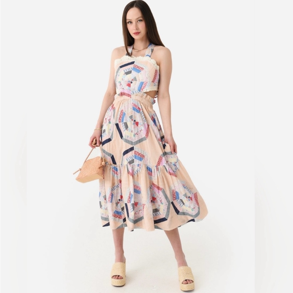 Sea New York Quin Multicolor Patchwork Quilt Midi Dress 4